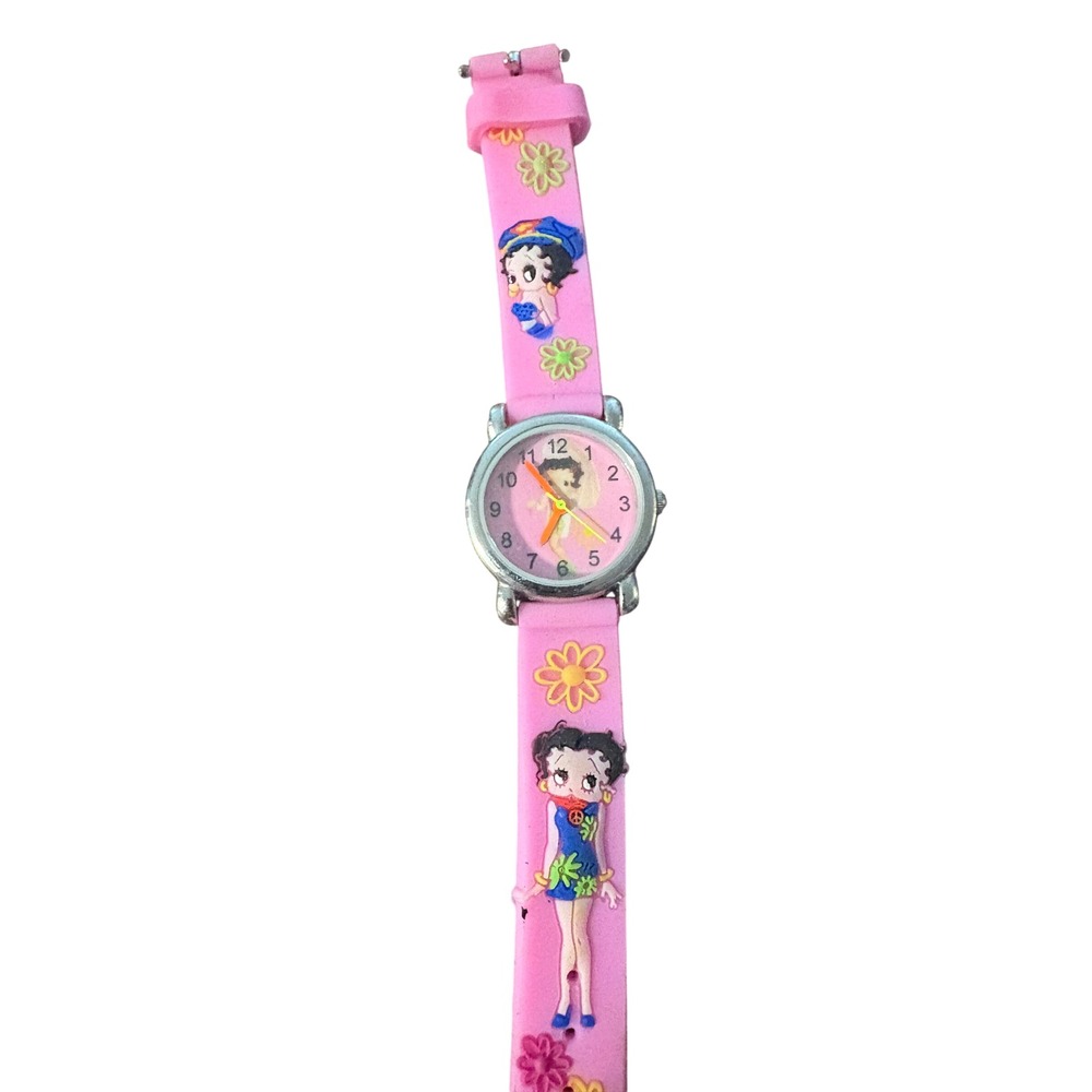 Vintage Betty Boop Pink Silicone Strap Watch Water Resistant Y2K Cartoon Graphic